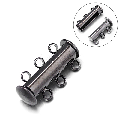 3-Strands 6-Holes Tube Brass Magnetic Slide Lock Clasps KK-D473-B-NF-1
