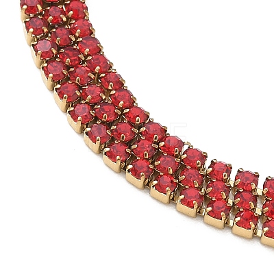 304 Stainless Steel Rhinestone Cup Chain Multi-strand Bracelets for Women BJEW-P376-01G-03A-1