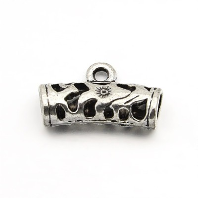 Tibetan Style Alloy Hollow Tube Bail Beads Tube Bails TIBEB-O004-46-1