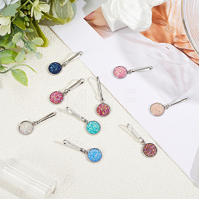 12Pcs Flat Round Alloy Resin Zipper Pulls Charms FIND-CY0002-31-1
