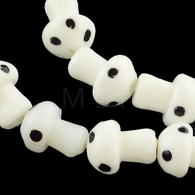 Mushroom Handmade Lampwork Beads Strands X-LAMP-R116-18-1