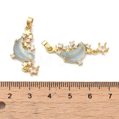 Rack Plating Brass Pave Clear Cubic Zirconia Pendants RESI-G086-05G-05-1
