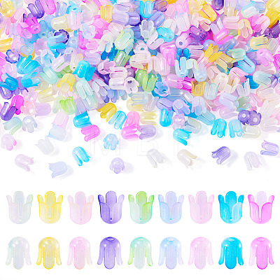 450Pcs 9 Colors Transparent Acrylic Beads Caps OACR-TA0003-07-1