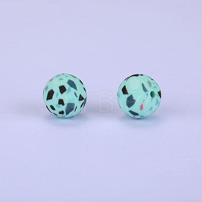 Printed Round Silicone Focal Beads SI-JX0056A-21-1