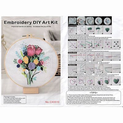 DIY Bouquet Pattern Embroidery Kit DIY-O021-16-1