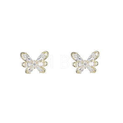 Brass Clear Cubic Zirconia Stud Earrings FS-WG5DAEB-01-1