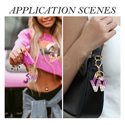 Alloy Resin Heart Keychains KEYC-TADJ0002-01G-W-1