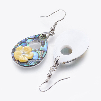 Abalone Shell/Paua Shell Dangle Earrings EJEW-P148-10-01-1