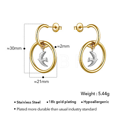 316 Surgical Stainless Steel Stud Dangle Earrings for Women WGF7699-01-1