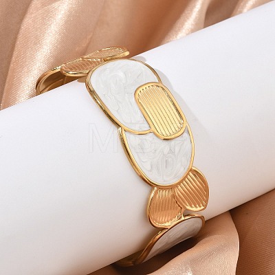 Women's 304 Stainless Steel Cuff Bangles BJEW-F542-01G-01-1