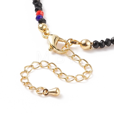 Shell Cross & Glass Beaded Necklace for Women NJEW-JN03910-02-1