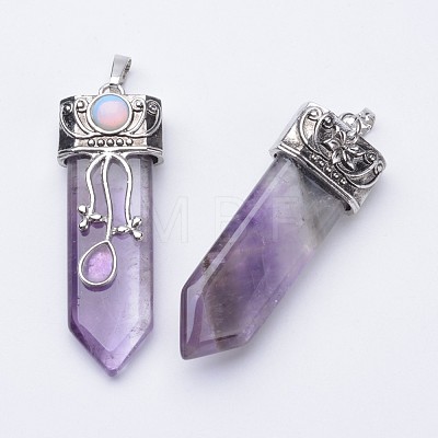 Natural Amethyst Big Pointed Pendants X-G-F340-05H-1