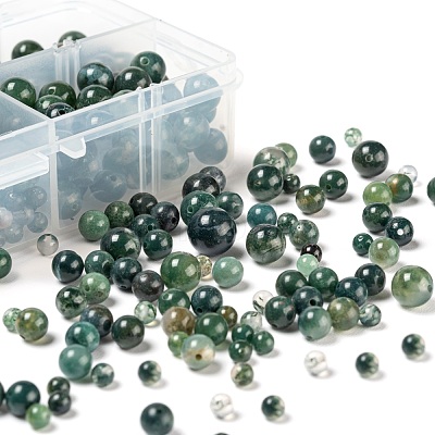 340Pcs 4 Style Natural Moss Agate Beads G-LS0001-41-1