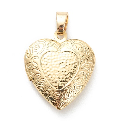 Brass Locket Pendants KK-P199-17G-1