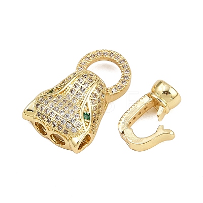 Brass Micro Pave Cubic Zirconia Fold Over Clasps ZIRC-L062-K01-G-1-1