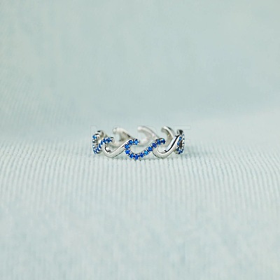 Wave Shaped 925 Sterling Silver Micro Pave Cubic Zirconia Finger Rings FS-WGA19D0-03-1