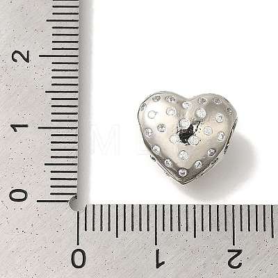 Heart Rack Plating Brass Micro Pave Clear Cubic Zirconia Beads KK-U019-02P-1