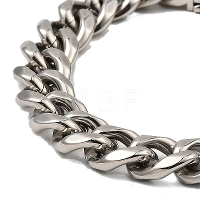 304 Stainless Steel Cuban Link Chain Bracelet NJEW-D050-02J-P-1