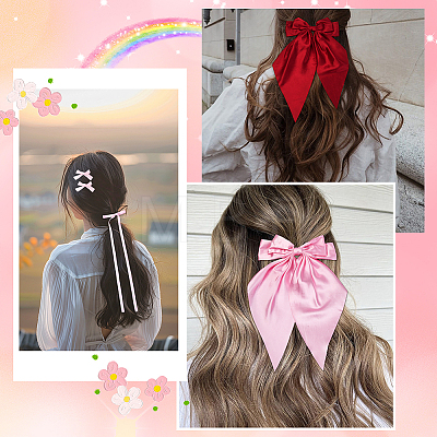 6 Styles Bowknot Polyester Hair Barrettes PHAR-SP0001-22B-1
