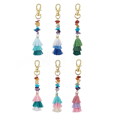 Polycotton Tassel Pendant Decorations HJEW-JM02188-1