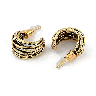 Brass C-Shaped Stud Earrings EJEW-Q391-03AG-1