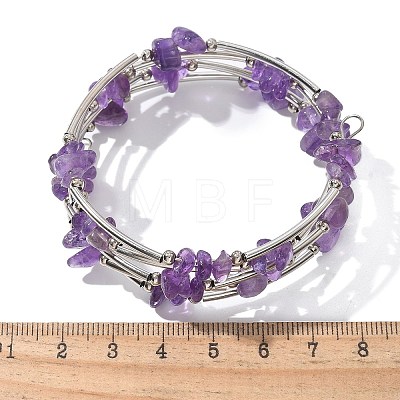 Natural Amethyst Chip Warp Bracelets X-BJEW-JB01517-02-1