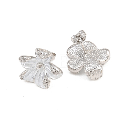Brass Micro Pave Cubic Zirconia Stud Earring Findings CU-CBAA5EE-04P-04-1