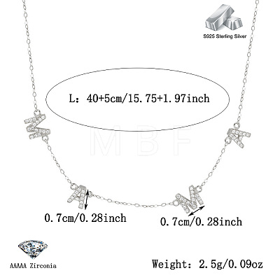 Stylish 925 Silver Clear Cubic Zirconia MAMA Letter Link Chain Necklaces for Mother's Day Gift ON4578-2-1