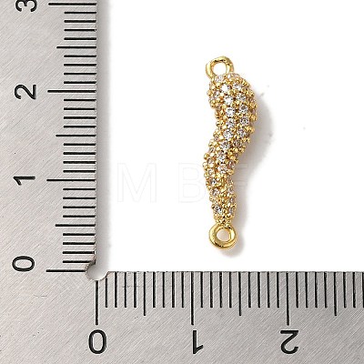 Rack Plating Brass Micro Pave Clear Cubic Zirconia Horn of Plenty/Italian Horn Cornicello Connector Charms KK-A229-04G-1