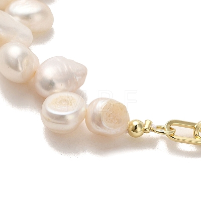 Natural Pearl Charm Bracelets BJEW-C051-06G-1