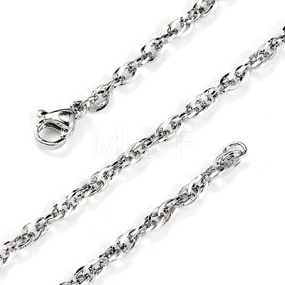 3mm Rack Plating Brass Rope Chain Necklaces for Women Men MAK-L044-29P-1