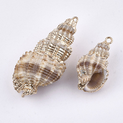 Electroplate Spiral Shell Pendants SSHEL-S262-24-1