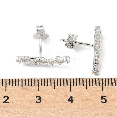 925 Sterling Silver Clear Cubic Zirconia Stud Earrings EJEW-Q032-01G-P-1