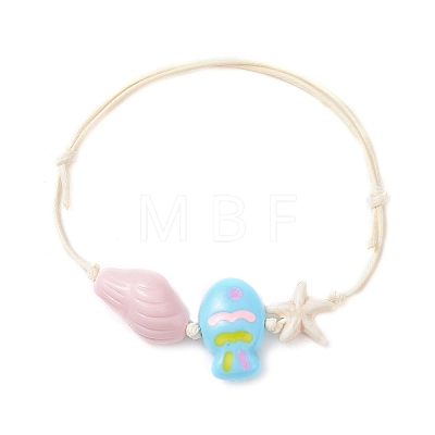 2Pcs Adjustable Acrylic Beaded Braided Bead Bracelets BJEW-JB14050-1
