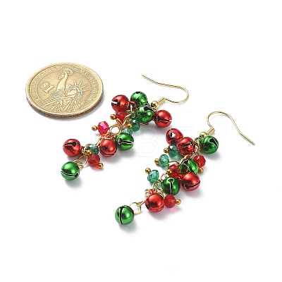 Christmas Bell Glass Dangle Earrings EJEW-JE05271-1