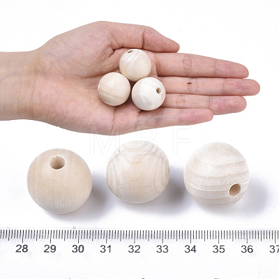 Natural Unfinished Wood Beads WOOD-S651-A25mm-LF-1