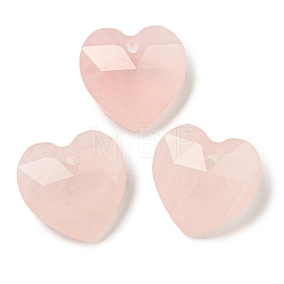 Natural Rose Quartz Faceted Heart Charms G-G123-01D-1