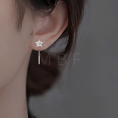 Snowflake 999 Sterling Silver Micro Pave Clear Cubic Zirconia Ear Thread FS-WG73423-01-1