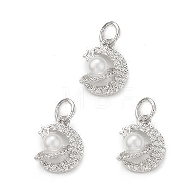 Rack Plating Brass Micro Pave Clear Cubic Zirconia Charms KK-C011-55P-1
