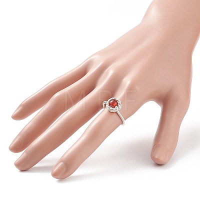 Natural Carnelian Round Finger Ring RJEW-TA00057-02-1