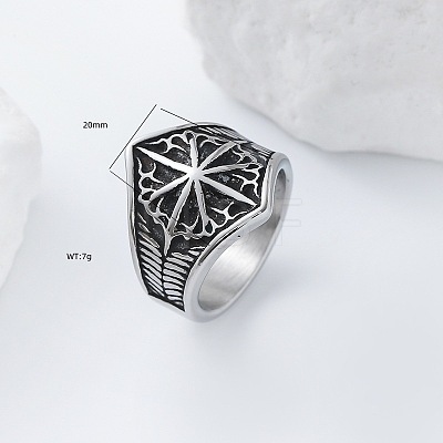 Eight-Point Star 304 Stainless Steel Finger Rings UT4019-3-1