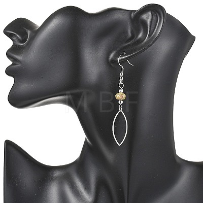 Natural Mixed Stone Horse Eye Dangle Earrings EJEW-JE06814-1