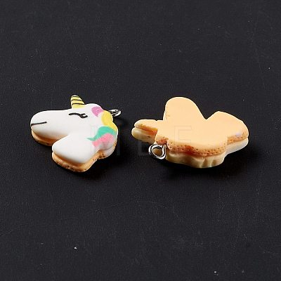 Opaque Resin Unicorn Pendants RESI-G040-A04-1