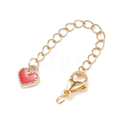 304 Stainless Steel Chain Extenders with Heart Alloy Enamel Charm FIND-JF00097-1