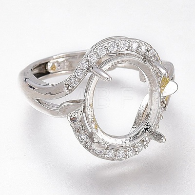 Adjustable Brass Micro Pave Clear Cubic Zirconia Finger Ring Components ZIRC-I049-21-1