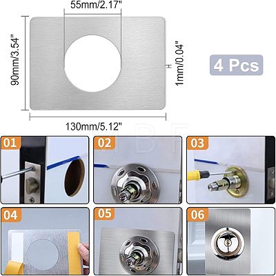 CHGCRAFT 4Pcs 201 Stainless Steel Door Reinforcement Plates AJEW-CA0002-87-1