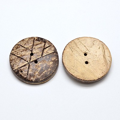 2 Holes Flat Round Coconut Sewing Buttons BUTT-O008-05-1