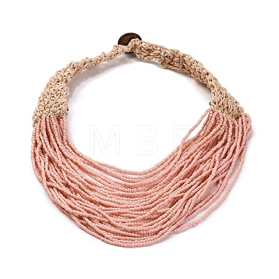 Bohemia Style Multi-strand Glass Seed Beaded Bib Necklaces for Women NJEW-G149-01E-1