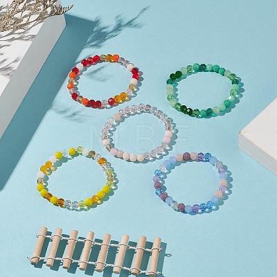 Gradient Color Faceted Glass Beaded Kids Bracelets BJEW-JB09173-1