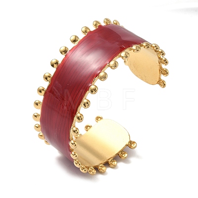 304 Stainless Steel Enamel Cuff Bangles for Women BJEW-F518-03C-G-1